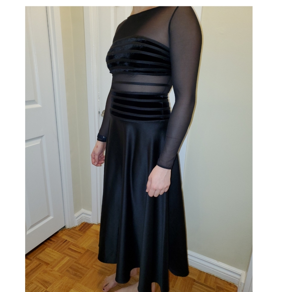 Nougat London Black Long Sleeve Sheer Panel Dress
